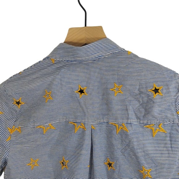 Madewell Star Embroidered Button up Striped Shirt Women's XS - Picture 7 of 8